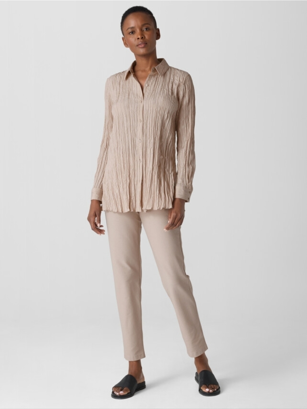 EILEEN FISHER Washable Stretch Crepe Slim Ankle Pant In Wheat Sz X-Large
